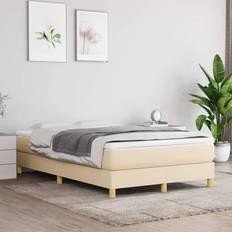 120 cm - Beige Sengerammer vidaXL kontinentalseng stof Sengeramme