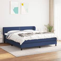 vidaXL Box Spring Con Colchón Tela Azul 160x200 cm Cama Continental