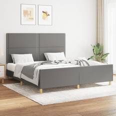 vidaXL Cadre À Lit Double Adulte Meuble de Chambre Gris Foncé 180 x 200 cm