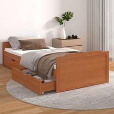 vidaXL Bed Frame with Drawers Honey