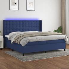 vidaXL Ramsäng Med Madrass LED Blå 200x200 cm Kontinentalsäng