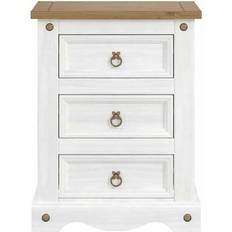 Retractable Drawers Bedside Tables Core Products Corona White Washed Wax Bedside Table 38x53cm