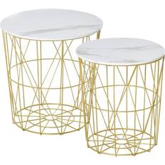 Nesting Tables Homcom Set of 2 Basket Removable Top Nesting Table