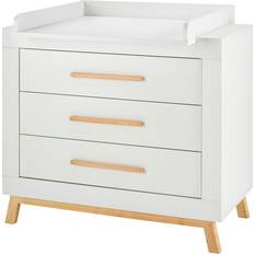 Schardt Commode avec plan à langer 3 tiroirs bois blanc et pieds hêtre Miami L 109 x H 101 x P 72 cm