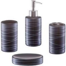 Zeller Set Di Accessori Da Bagno Ceramica Nero 22 x 21.5 x 7 cm 4 Unità