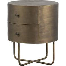 2 Drawer Bedside Antique Brass 48cm H x 38cm W x 38cm D