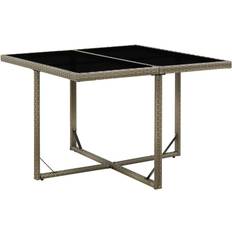 vidaXL Havebord 109 x 107 x 74 cm Polyrattan og Glas Grå
