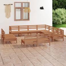 Garden & Outdoor Furniture vidaXL 11 Piece Garden Solid Wood Pine Honey Brown Outdoor Lounge Set