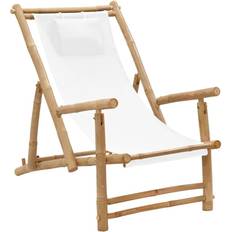 vidaXL Silla De Playa De Bambío And Canvas Cream White