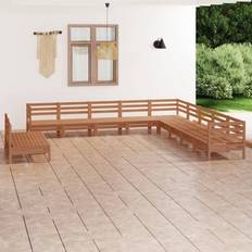 Garden & Outdoor Furniture vidaXL 11 Piece Garden Solid Wood Pine Honey Brown Outdoor Lounge Set