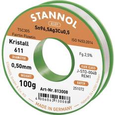 Stannol Kristall 611 Fairtin Loddetin, blyfri Blyfri Sn96,5Ag3Cu0,5 100 g 0.5 mm