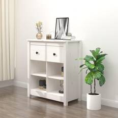 vidaXL Blanc 70x35x80 cm Bois Massif De Pin Buffet