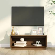 vidaXL 90 x 35 x 35 cm Massivt Fyrretræ Gyldenbrun TV-bord