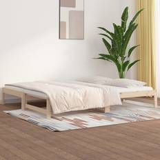 Naturale Divani vidaXL Dormeuse Estraibile 2x (90x190) cm Legno Massello Di Pino Divano