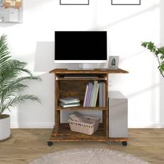 vidaXL Computerbord konstrueret træ røget Skrivebord