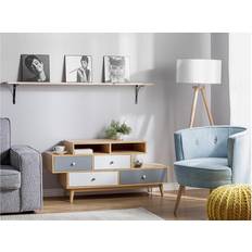 Marrone Comò Beliani Marrone 4 Cassetti 2 Ripiani Design Asimmetrico Scandinavo Comò