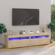 Tv bänk och led belysning vidaXL LED-belysning 2 st TV-bänk