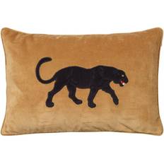 Chhatwal & Jonsson Embroidered Black Panther Cushion Kissenbezug Schwarz, Gelb (60x40cm)