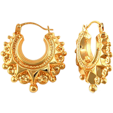 Gold - Hoops Earrings Jewelco London Victorian Spike Hoop Creole Earrings - Gold