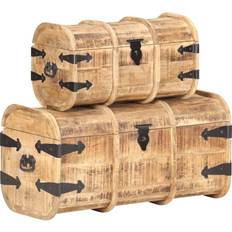 vidaXL Cofres de almacenamiento 2 Unidades Madera Maciza De Mango Cómoda