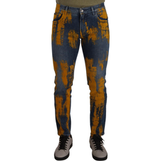 Giallo - Uomo Jeans Dolce & Gabbana Men's Blue Yellow Dye Cotton Skinny Denim Jeans