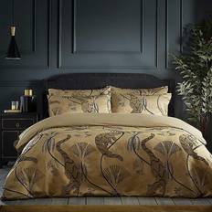 Paoletti Moondusk Exotic Animal Jacquard Duvet Cover Black, Yellow, Gold