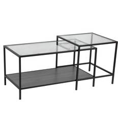 Glass - White Coffee Tables Nordform Seaford Black Metal Set of 2 Coffee Table