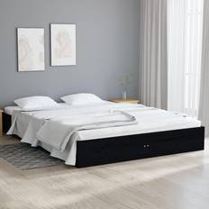 vidaXL Estructura De Cama Doble Pequeía Madera Maciza Negro 120x190 cm