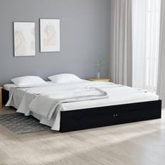 vidaXL svart massivt trä 4FT Sängram
