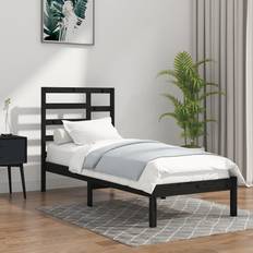 vidaXL 100x200 cm Massivt Træ Sort Sengeramme