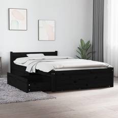 vidaXL Sängynrunko Laatikoilla Musta 90x200 cm