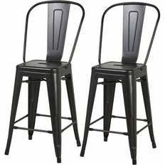 Verre Tabourets BigBuy Home Lot de 2 Tabourets Industriel L 30.5 x P 30.5 x H 61 cm Tabouret