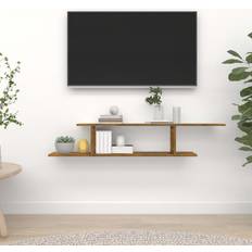 vidaXL Wall-Mounted Shelf Smoked TV Bench