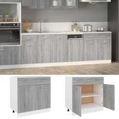 vidaXL Inferior Cocina Contrachapada Gris 80 x 46 x 81.5 cm Armario