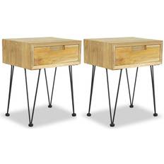 vidaXL 2 stk. massivt teaktræ Sengebord 30x40cm