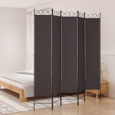 Brown Room Dividers vidaXL 5-Panel Room Divider