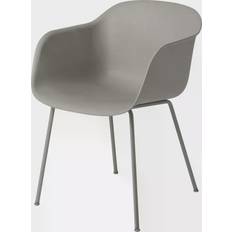 Stühle Muuto Fiber Armchair Tube Base Grau Esszimmerstuhl