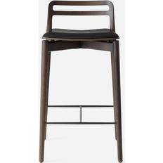 484 Cabin Counter Chair Dark Oak Black Leather