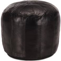 vidaXL Poef 40 x 35 cm Echt Geitenleer Zwart