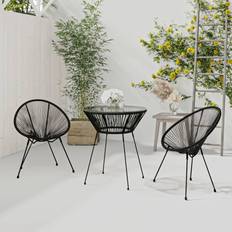 vidaXL 3-delige Tuinset PVC-rattan Zwart