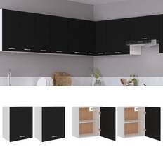 Negro Armarios vidaXL Armarios De Cocina 2 Uds Madera Contrachapada Negro 50x31x60 cm Armario