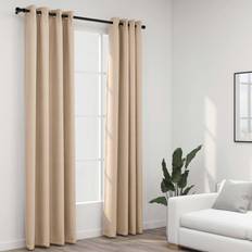 vidaXL Mörkläggningsgardin Med Öljetter Linnelook 2 St 140x245cm