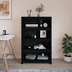 vidaXL Boekenkast 80 x 35 x 126 cm Massief Grenenhout Zwart