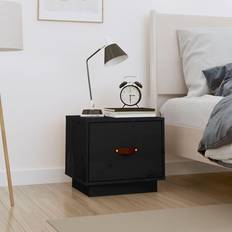 vidaXL svart 40x34x35cm massiv furu Sängbord