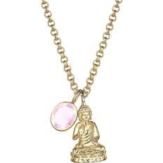 Halsband buddha Elli Halskette Buddha Rosenquarz Edelstein 925 Sterling Silber Premium Rosa