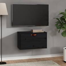 vidaXL De Madera Maciza De Pino Negro 60x30x35 cm Armario de Pared