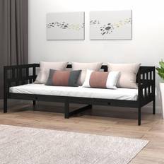 Negro Sofás vidaXL Cama Madera Maciza De Pino Negro 90x190 cm Sofá