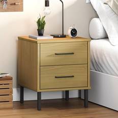 vidaXL Solid Wood Pine Cabinet with Bedside Table