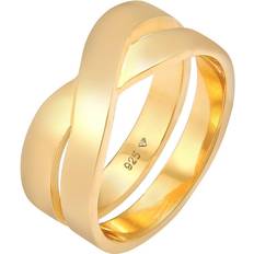 Ring Herren Bandring Überkreuz Look 925 Silber Kuzzoi Gold 1011459207