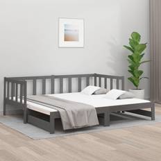 vidaXL Pull-out Day Bed with Mattress Grey 2x90x190 cm Sofa